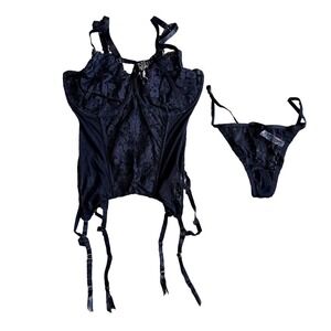 Adore Me Veronique Unlined Bustier Set in Black, Size 1X​​​​​